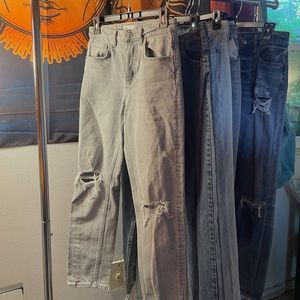 zara straight mid-rise gray jeans